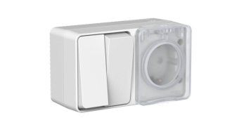 блок оп atlasdesign profi ip54 (розетка 16а заземл. защ. шторки + 2-кл. выключатель 10а) сер. se atn543074 от магазина Штепсель и батарейка.