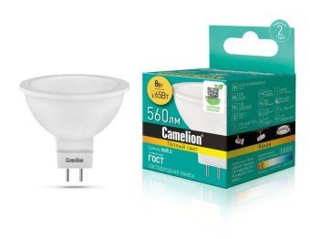 лампа светодиодная led8-s108/830/gu5.3 8вт 220в camelion 12871 от магазина Штепсель и батарейка.