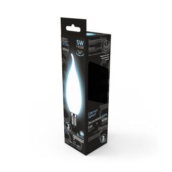 лампа светодиодная филаментная black filament 5вт свеча на ветру матовая 4100к нейтр. бел. e14 450лм gauss 104201205 от магазина Штепсель и батарейка.