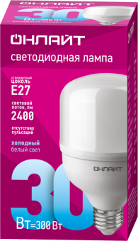 лампа светодиодная высокомощная 82 901 oll-t80-30-230-865-e27 30вт 6500к холод. бел. e27 2400лм 176-264в онлайт 82901 от магазина Штепсель и батарейка. - фото_2