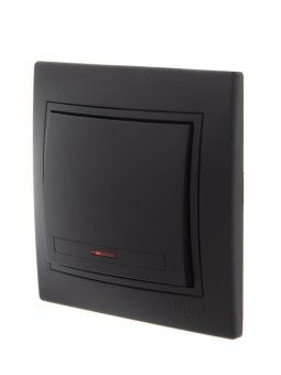 выключатель 1-кл. 1п сп mira 10а ip20 с подсветкой со вставкой черн. бархат lezard 701-4242-111 от магазина Штепсель и батарейка. - фото_2