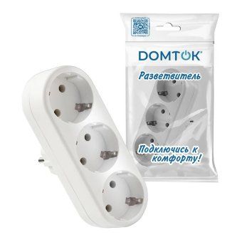 разветвитель 3-м плоский с заземл. 16а 3500вт 250в бел. dомток 2656 от магазина Штепсель и батарейка. - фото_3