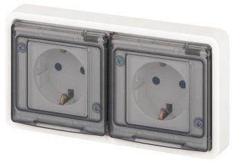 розетка эксперт 11-2523-01 2х2p+e гориз. ip55 16а-250в су бел. эра б0063276 от магазина Штепсель и батарейка.