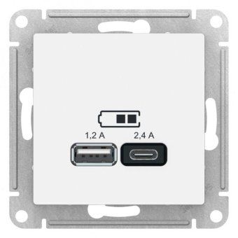 розетка usb atlasdesign тип a+c 5в/2.4а 2х5в/1.2а механизм бел. se atn000139 от магазина Штепсель и батарейка. - фото_3