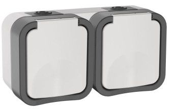 розетка 2-м оп tors 16а ip55 ts222 горизонт. с заземл. с крышкой бел. iek ts-r26-16-55-g-k41 от магазина Штепсель и батарейка.