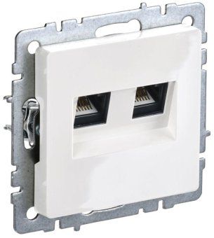 розетка компьютерная двойн. сп rj45 кат.5e brite рк10-2-брб механизм бел. iek br-k20-1-k01 от магазина Штепсель и батарейка.