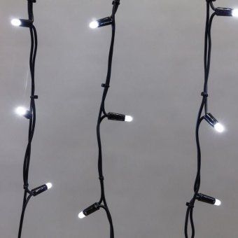гирлянда светодиодная "айсикл" (бахрома) 4х0.6м 128led бел. 10вт 230в ip67 провод каучук черн. neon-night 255-225 от магазина Штепсель и батарейка. - фото_3