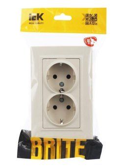 розетка 2-м сп brite рсш12-3-бркр 16а в сборе с заземл. защ. шторки беж. iek br-r24-16-k10-f от магазина Штепсель и батарейка. - фото_7