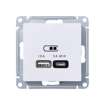 розетка usb atlasdesign тип a+c 45вт высокоскор. зу qc pd механизм лотос se atn001329 от магазина Штепсель и батарейка. - фото_3
