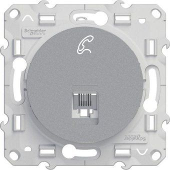 розетка телефонная 1-м odace rj12 6 контакт. винтов. зажимы механизм алюм. sche s53r497 от магазина Штепсель и батарейка. - фото_5