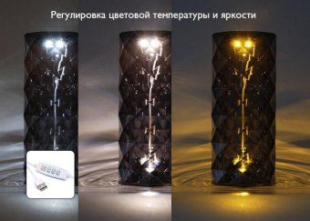 светильник светодиодный настольный ctl3-usb 3вт 120лм 5в 2smd ip20 диммер: 2700-3000к/4000-4500к/6000-6500к ночник черн. кристалл акрил фаzа 5040861 от магазина Штепсель и батарейка. - фото_2