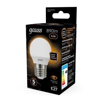 лампа светодиодная black 9.5вт p45 шар 3000к тепл. бел. e27 890лм gauss 105102110 от магазина Штепсель и батарейка. - фото_4