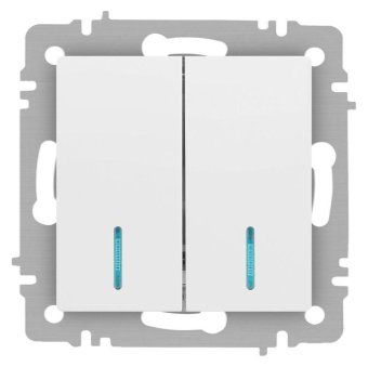 выключатель accent 6-105-01м двойн. с подсветкой 10а-250в ip20 су al/cu бел. матов. intro б0063507 от магазина Штепсель и батарейка.