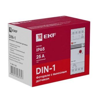 фотореле с выносным датчиком din-1 (фр) 2-100лк 25а (3000вт) ekf fr-din-1-25 от магазина Штепсель и батарейка. - фото_3