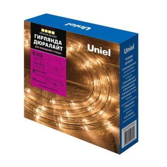 гирлянда светодиодная uld-d50 8m/с08 ip44 warm white дюралайт 8м с контроллером тепл. бел. свет. провод бел. uniel ul-00008572 от магазина Штепсель и батарейка.