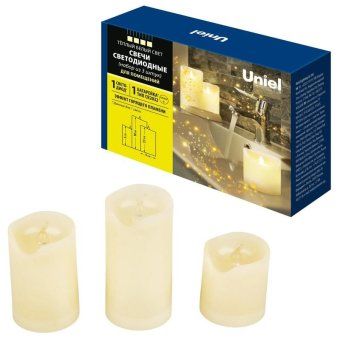 фигура uld-f060 warm white candle set3 "свеча" на батарейках cr2032 (в/к) 1 led тепл. свет (уп.3шт) uniel ul-00008593 от магазина Штепсель и батарейка.