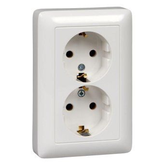 розетка 2-м сп хит 16а 250в с заземл. без защ. шторок бел. se rs16-236-b от магазина Штепсель и батарейка.