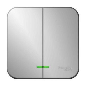 выключатель 2-кл. оп blanca 10а ip20 (сх. 5) 250в с подсветкой с изолир. пластиной алюм. se blnva105113 от магазина Штепсель и батарейка.