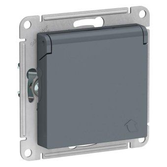 розетка 1-м сп atlasdesign 16а ip20 с заземл. защ. шторки с крышкой механизм грифель se atn000746 от магазина Штепсель и батарейка.