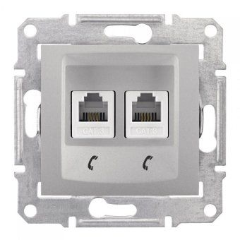 розетка телефонная 2-м сп sedna rj11 механизм алюм. sche sdn4201160 от магазина Штепсель и батарейка.