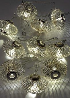 гирлянда светодиодная "фонарики" хром 5х3см 10led тепл. бел. 1.8+0.3м космос koc_gir-b120 от магазина Штепсель и батарейка.