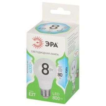 лампа светодиодная green line a60-8w-840-e27 gl 8вт груша 4000к яркий свет бел. e27 эра б0067139 от магазина Штепсель и батарейка. - фото_2