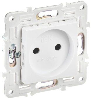 розетка skandy 10а без заземл. без защ. шторок sk-r02w арктич. бел. iek sk-r10-10-k01 от магазина Штепсель и батарейка.