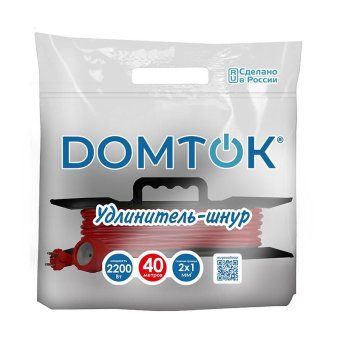 удлинитель-шнур на рамке 1х40м без заземл. 10а ip20 2.2квт пвс 2х1 domtok 2476 от магазина Штепсель и батарейка. - фото_2