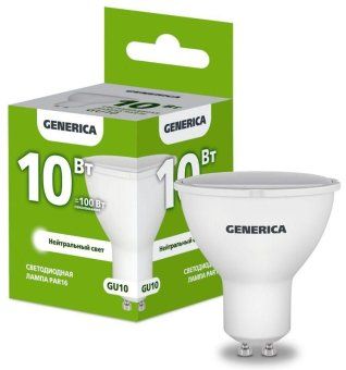 лампа светодиодная par16 10вт софит 4000к gu10 230в generica ll-par16-10-230-40-gu10-g от магазина Штепсель и батарейка.