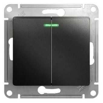 выключатель 2-кл. сп glossa 10а ip20 (сх. 5а) 10ax с подсветкой механизм антрацит se gsl000753 от магазина Штепсель и батарейка.