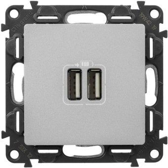 устройство зарядное valena life с 2-мя usb-разъемами 240в/5в 1500ма с лиц. панелью алюм. leg 753612 от магазина Штепсель и батарейка. - фото_3