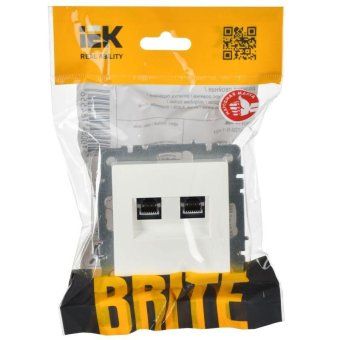 розетка компьютерная двойн. сп rj45 кат.5e brite рк10-2-брб механизм бел. iek br-k20-1-k01 от магазина Штепсель и батарейка. - фото_2