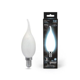лампа светодиодная филаментная black filament 5вт свеча на ветру матовая 4100к нейтр. бел. e14 450лм gauss 104201205 от магазина Штепсель и батарейка. - фото_7