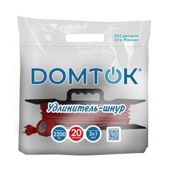 удлинитель-шнур на рамке 1х20м без заземл. 10а ip20 2.2квт пвс 2х1 domtok 2474 от магазина Штепсель и батарейка. - фото_2