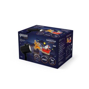 проектор светодиодный holiday дед мороз анимирован. картинка ip44 gauss hl090 от магазина Штепсель и батарейка. - фото_2