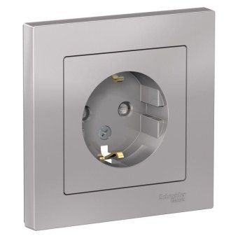 розетка 1-м сп atlasdesign 16а ip20 с заземл. защ. шторки в сборе алюм. se atn000344 от магазина Штепсель и батарейка.