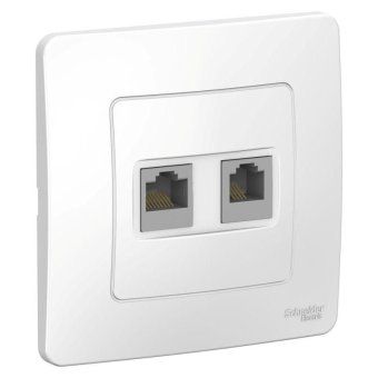 розетка компьютерная + телефонная 2-м сп blanca rj45 кат.5e + rj11 бел. se blnis045111 от магазина Штепсель и батарейка.