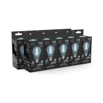 лампа светодиодная филаментная black filament 26вт a70 грушевидная 4100к нейтр. бел. e27 2700лм gauss 102902226 от магазина Штепсель и батарейка. - фото_4