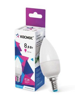 лампа светодиодная 8.5вт свеча 6500к холод. бел. e14 220в космос lkecled8.5wcne1465 от магазина Штепсель и батарейка.