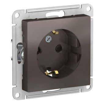 розетка 1-м сп atlasdesign 16а ip20 с заземл. защ. шторки механизм мокко se atn000645 от магазина Штепсель и батарейка.