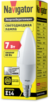 лампа светодиодная 94 492 nll-c37-7-230-4k-e14-fr 7вт свеча 4000к нейтр. бел. e14 560лм 176-264в navigator 94492 от магазина Штепсель и батарейка. - фото_2