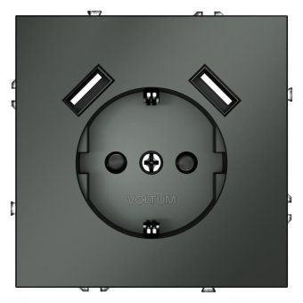 розетка 1-м сп s70 16а с usb a+a с заземл. защ. шторки механизм титан voltum vls040406 от магазина Штепсель и батарейка.