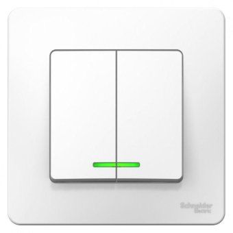выключатель 2-кл. сп blanca 10а ip20 (сх. 5) 250в с подсветкой бел. se blnvs010511 от магазина Штепсель и батарейка.