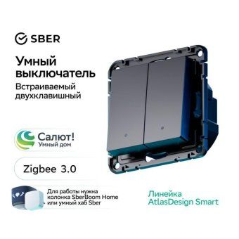 выключатель 2-кл. atlasdesign smart 10а (сх. 5) l+n с подсветкой zigbee механизм карбон se atn001053z от магазина Штепсель и батарейка. - фото_3