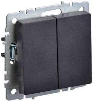 выключатель проходной 2-кл. сп brite вс10-2-6-брч 10а механизм черн. iek br-v22-0-10-k02 от магазина Штепсель и батарейка.