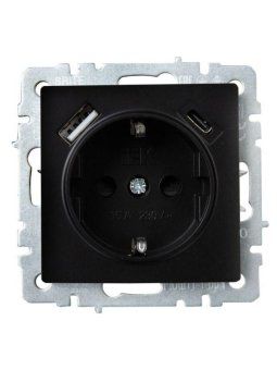 розетка brite рюш11-1-брч 16а с usb a+c 18вт с заземл. защ. шторки механизм черн. iek br-r14-16-u22-018-k02 от магазина Штепсель и батарейка. - фото_3