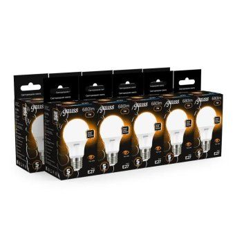 лампа светодиодная black 7вт a60 грушевидная 3000к тепл. бел. e27 680лм gauss 102502107 от магазина Штепсель и батарейка. - фото_3