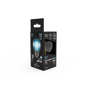 лампа светодиодная филаментная black filament 7вт p45 шар 4100к нейтр. бел. e27 580лм gauss 105802207 от магазина Штепсель и батарейка. - фото_5