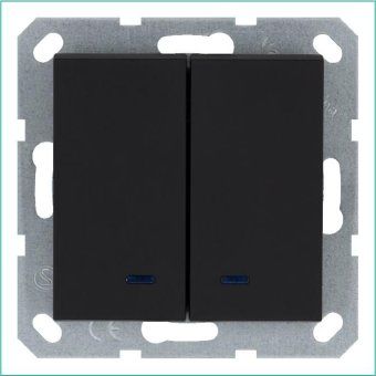 выключатель 2-кл. 10а ip20 с подсветкой механизм черн. матовый soft touch jasmart g3023npb от магазина Штепсель и батарейка.