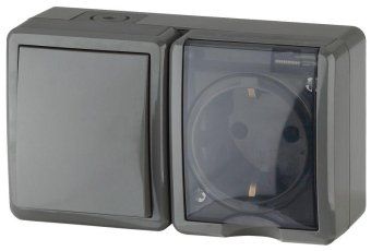 блок оп розетка+выключатель 11-7401-03 16ах(10ax)-250в ip54 эксперт сер. эра б0020734 от магазина Штепсель и батарейка.